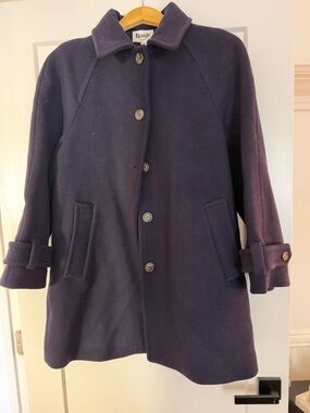 Rouje Navy Wool Peacoat with Button Front